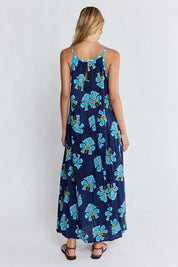 Model Genericm wearing size sample of the Estelle Maxi Dress – Ocean in colour Ocean, from the front