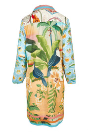 Product shot of the Exotica Cotton Shirtmaker Dress in colour Multi, from the back