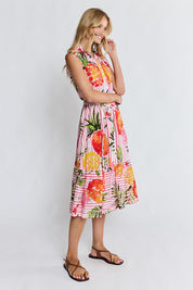 Model Genericm wearing size sample of the Faith Sleeveless Midi Dress – Coral in colour Coral, from the front