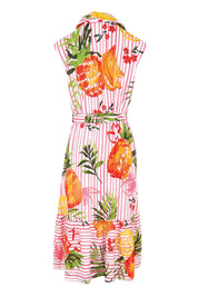 Product shot of the Faith Sleeveless Midi Dress – Coral in colour Coral, from the back