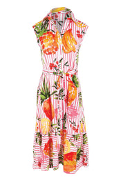 Product shot of the Faith Sleeveless Midi Dress – Coral in colour Coral, from the front