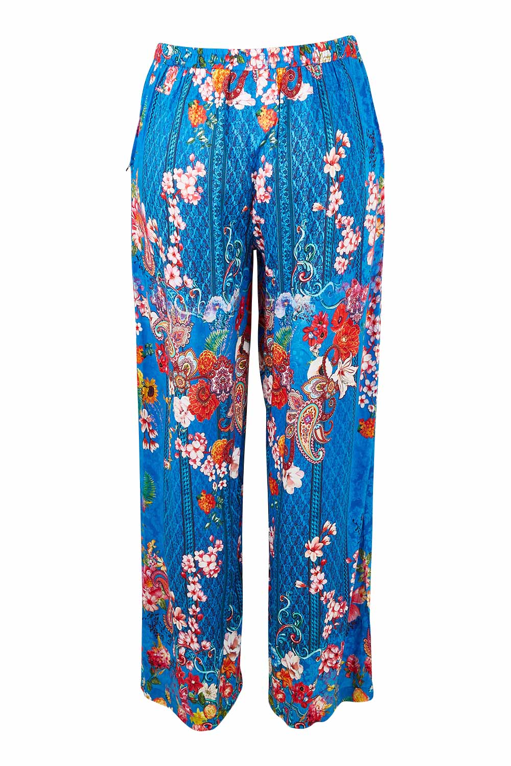 Product shot of the Frankie Pant in colour Ocean (Blue), from the back