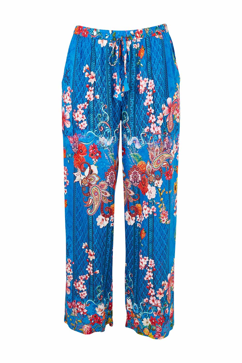 Product shot of the Frankie Pant in colour Ocean (Blue), from the front