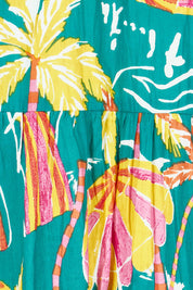 Product shot of the Harlow Midi Dress in colour Sea (Green), detail