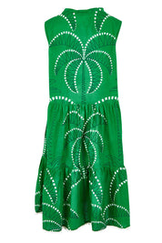Product shot of the Idalia Cotton Sleeveless Dress in colour Sea (Green), from the back