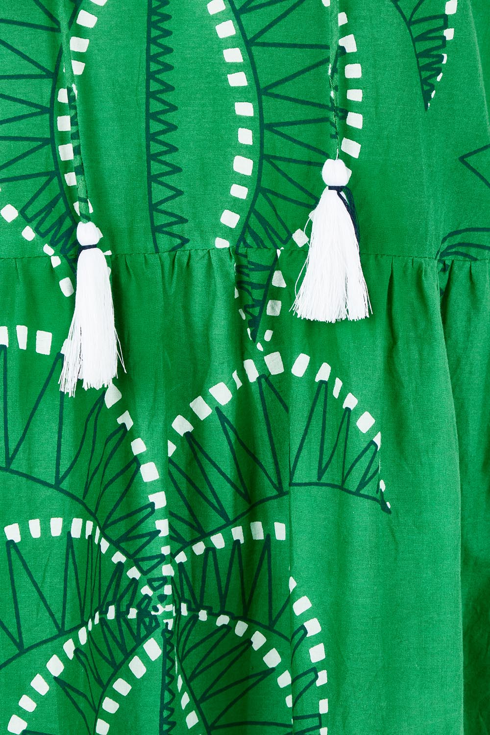 Product shot of the Idalia Cotton Sleeveless Dress in colour Sea (Green), detail