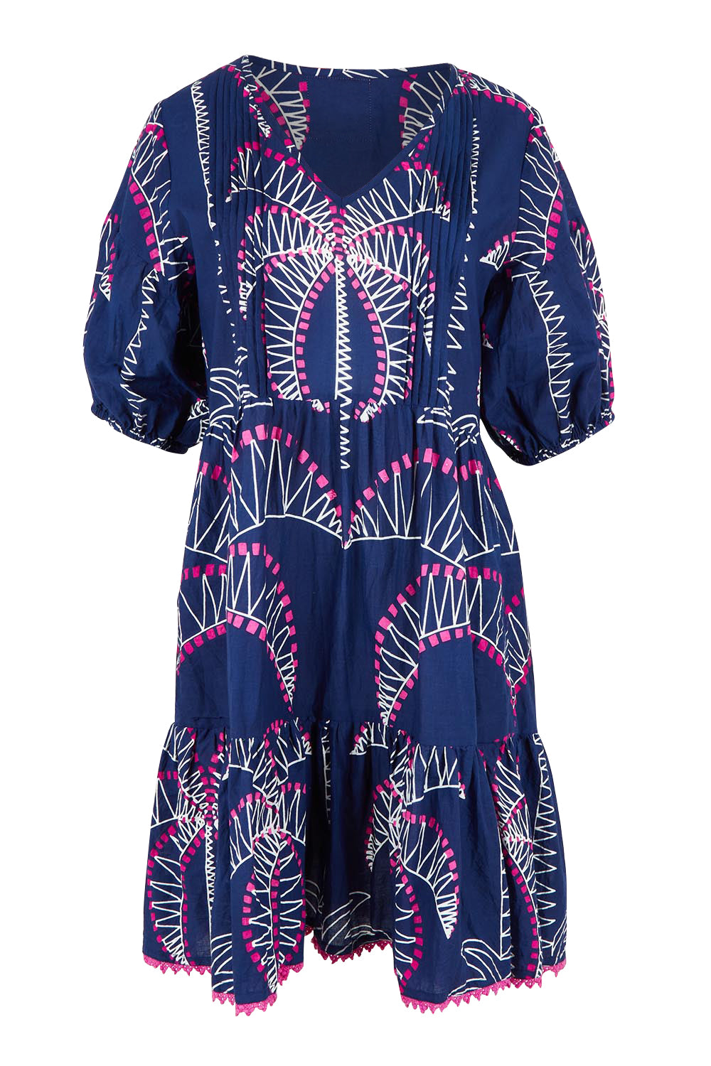 Product shot of the Idalia Cotton Dress in colour Navy (Blue), from the front