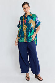 Model Genericm wearing size sample of the Jungle Fever Shirt – Navy in colour Navy, from the front