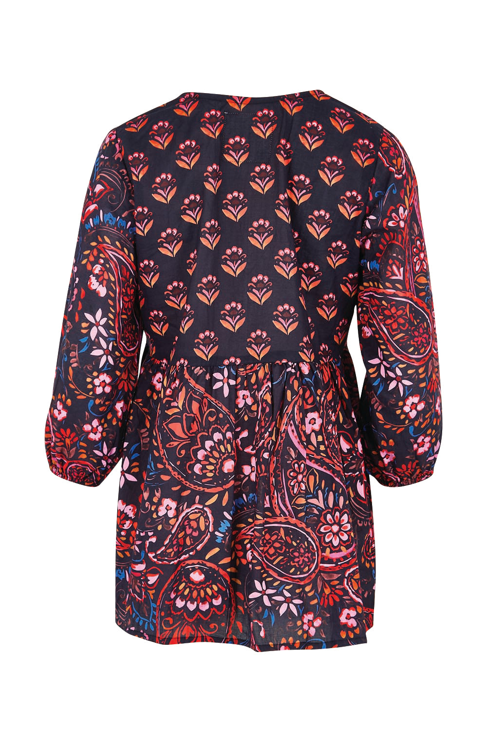 Product shot of the Kamila Top – Navy in colour Navy, from the back