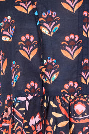 Product shot of the Kamila Cotton Top – Navy in colour Navy, showing detail