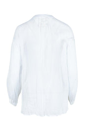 Product shot of the Keziah Cotton Shirt in colour White (White), from the back