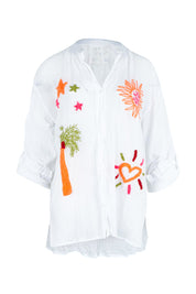 Product shot of the Keziah Cotton Shirt in colour White (White), detail