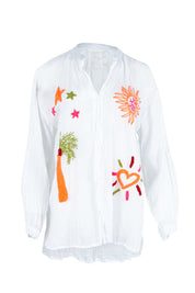 Product shot of the Keziah Cotton Shirt in colour White (White), from the front