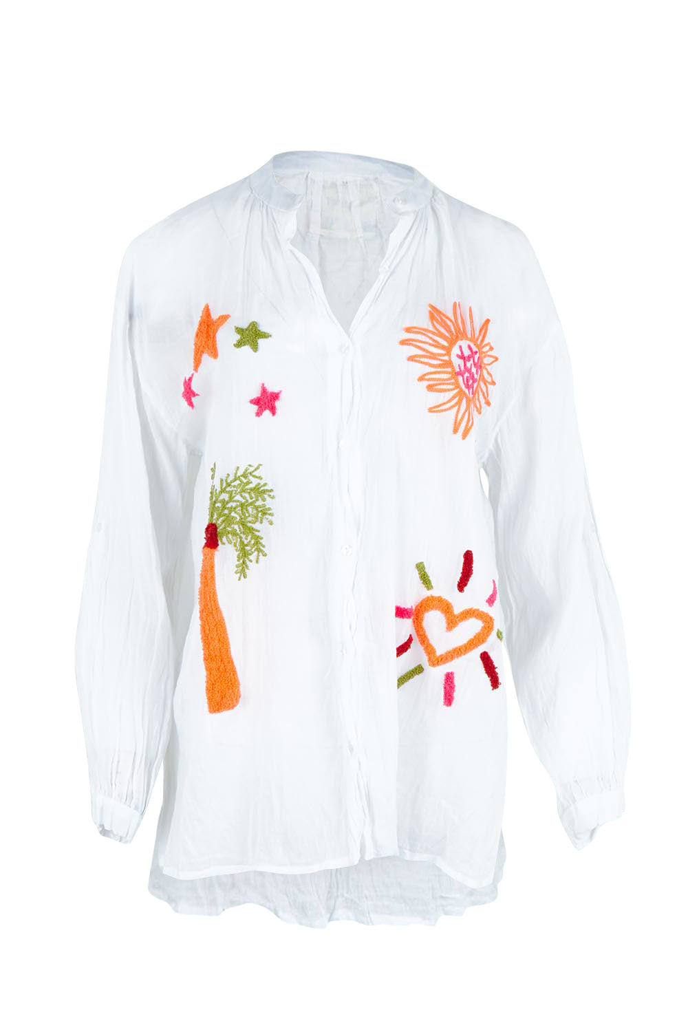 Product shot of the Keziah Cotton Shirt in colour White (White), from the front