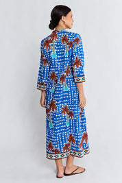 Model Genericm wearing size sample of the Koloa Midi Dress – Ocean in colour Ocean, from the front