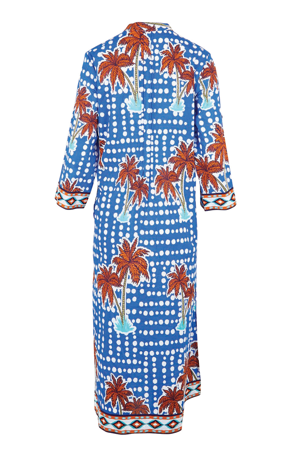 Product shot of the Koloa Midi Dress – Ocean in colour Ocean, from the back