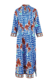 Product shot of the Koloa Midi Dress – Ocean in colour Ocean, from the front