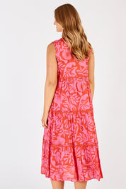 Preloved Laiken Tiered Midi Cotton Dress - Melon