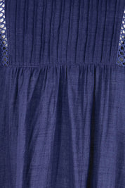 Product shot of the Laverne Kaftan Dress – Navy in colour Navy, showing detail