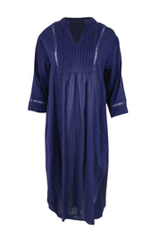 Product shot of the Laverne Kaftan Dress – Navy in colour Navy, from the front