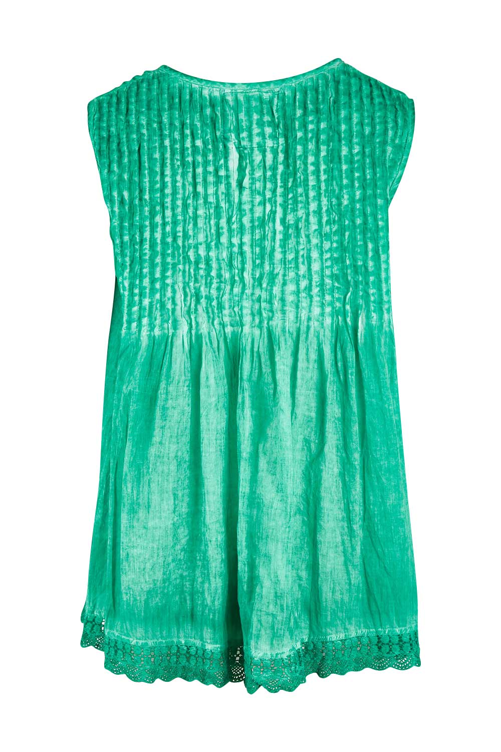 Product shot of the Leila Tank in colour Sea (Green), from the back