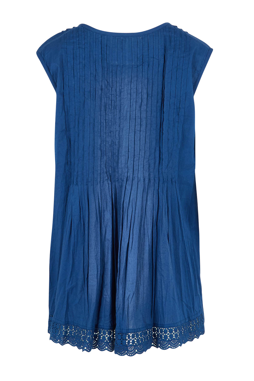 Product shot of the Leila Cotton Tank in colour Navy (Blue), from the back