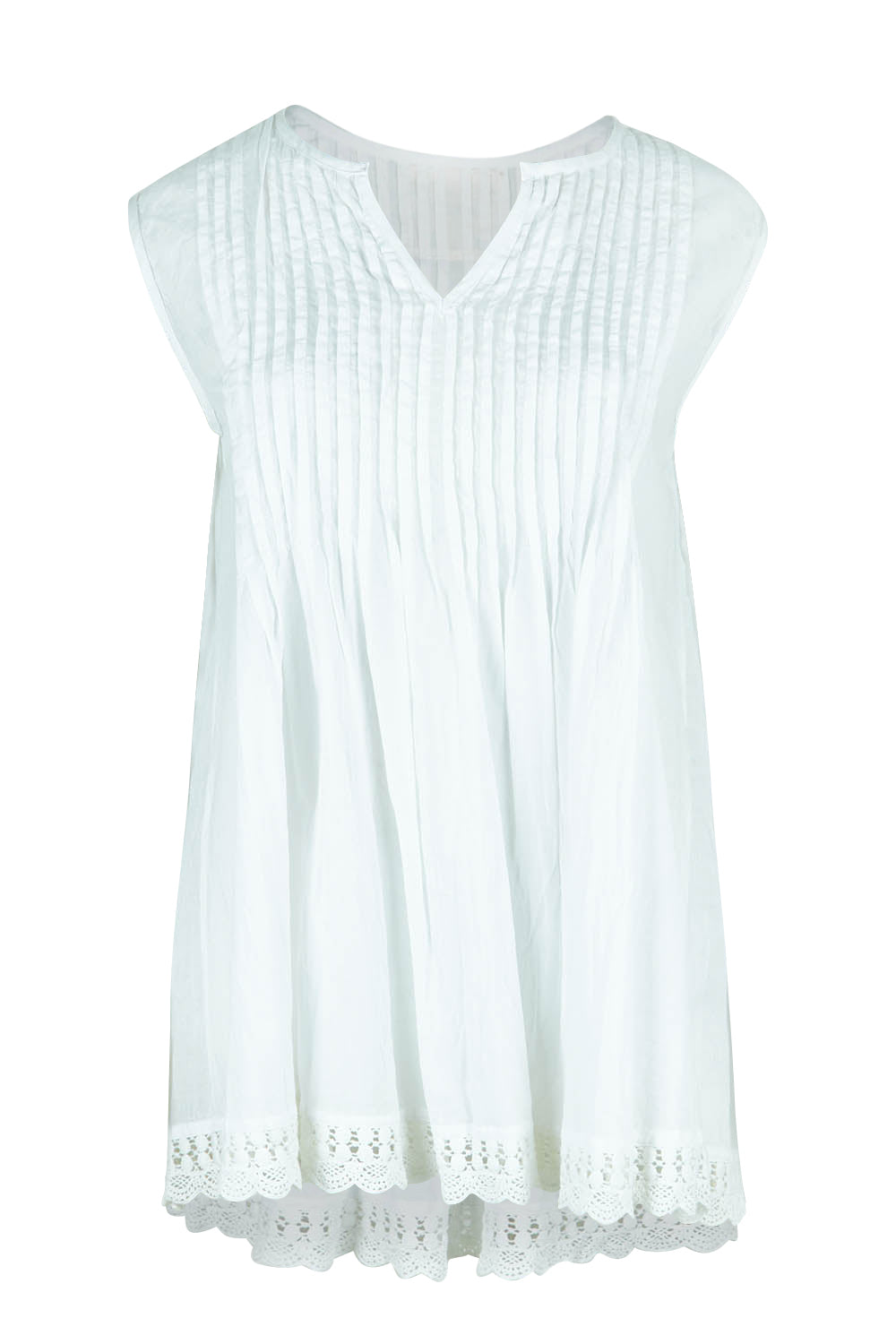 Product shot of the Leila Cotton Tank in colour White (White), from the front