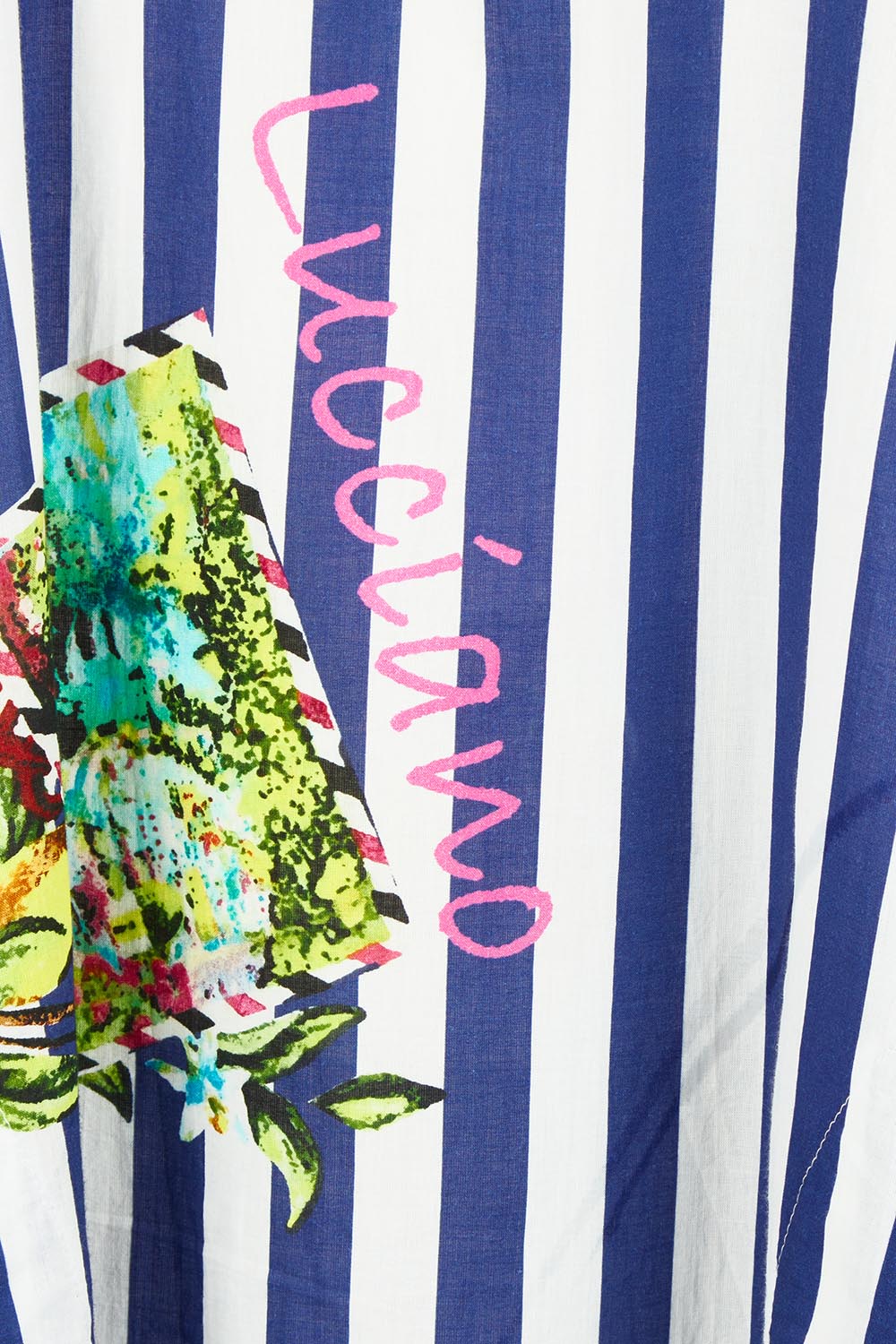 Product shot of the Lucciano Cotton Maxi Dress in colour Navy (Blue), detail