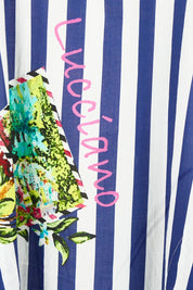 Product shot of the Lucciano Cotton Maxi Dress in colour Navy (Blue), detail