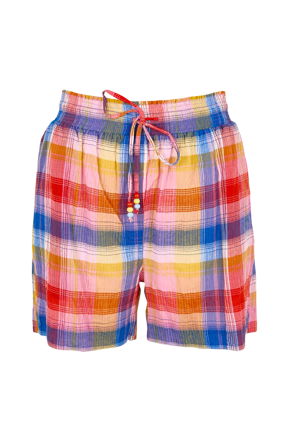 Product shot of the Mae Cotton Short - Check in colour Check, from the front