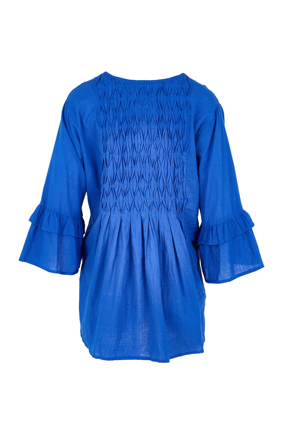 Product shot of the Marilyn Shirt – Azure in colour Azure, from the back