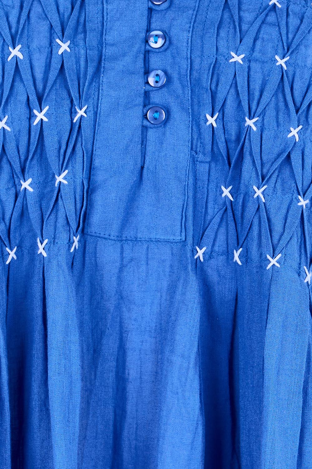 Product shot of the Marilyn Shirt – Azure in colour Azure, showing detail