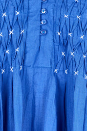 Product shot of the Marilyn Shirt – Azure in colour Azure, showing detail