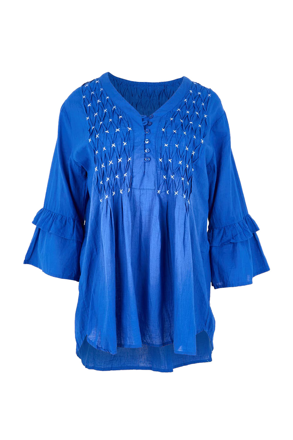 Product shot of the Marilyn Shirt – Azure in colour Azure, from the front
