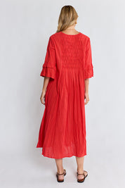 Model Genericm wearing size sample of the Marilyn Midi Dress – Red in colour Red, from the front