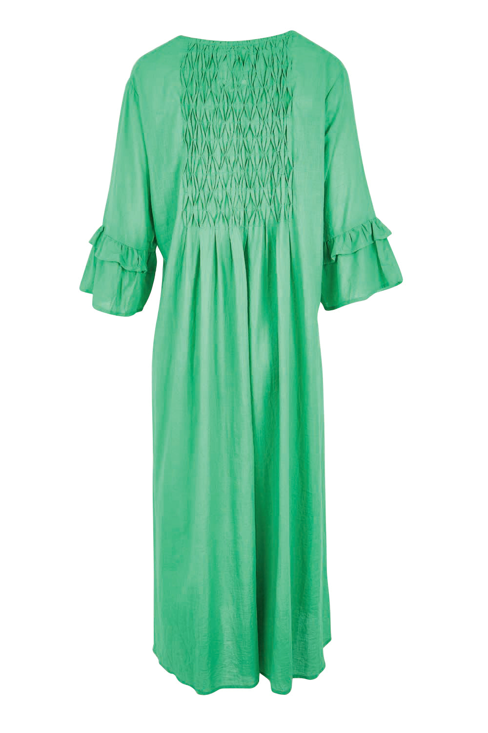Product shot of the Marilyn Midi Dress – Sea in colour Sea, from the back