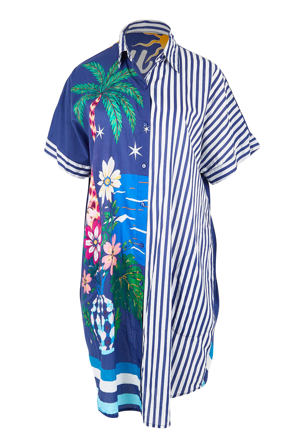 Product shot of the Marisol Shirtdress - Navy in colour Navy, from the front