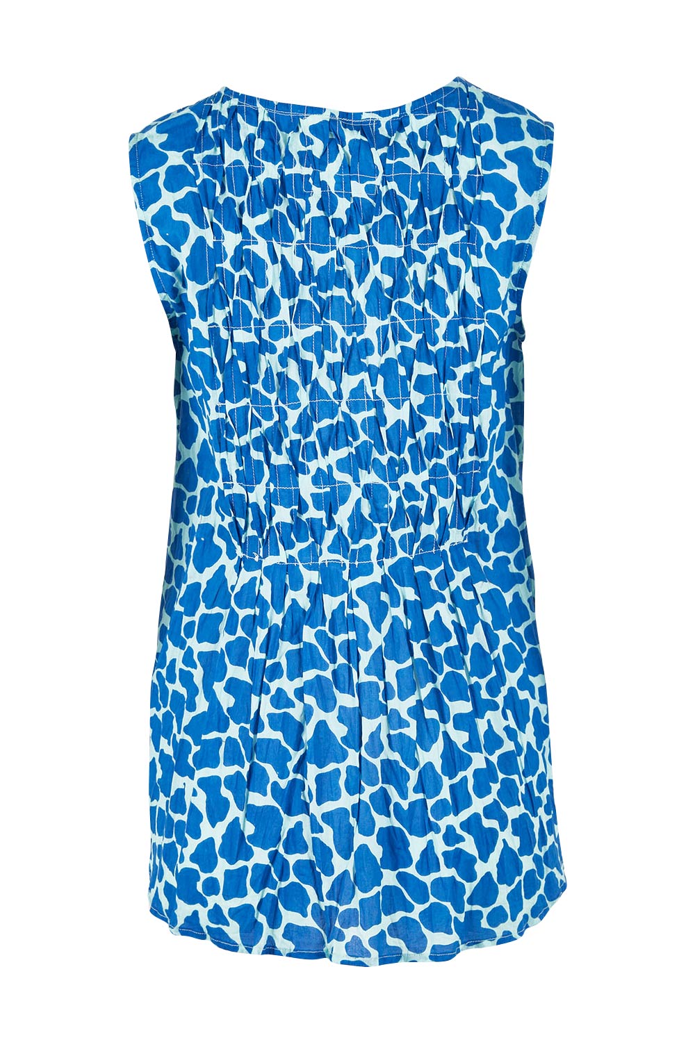 Product shot of the Marley Top in colour Ocean (Blue), from the back