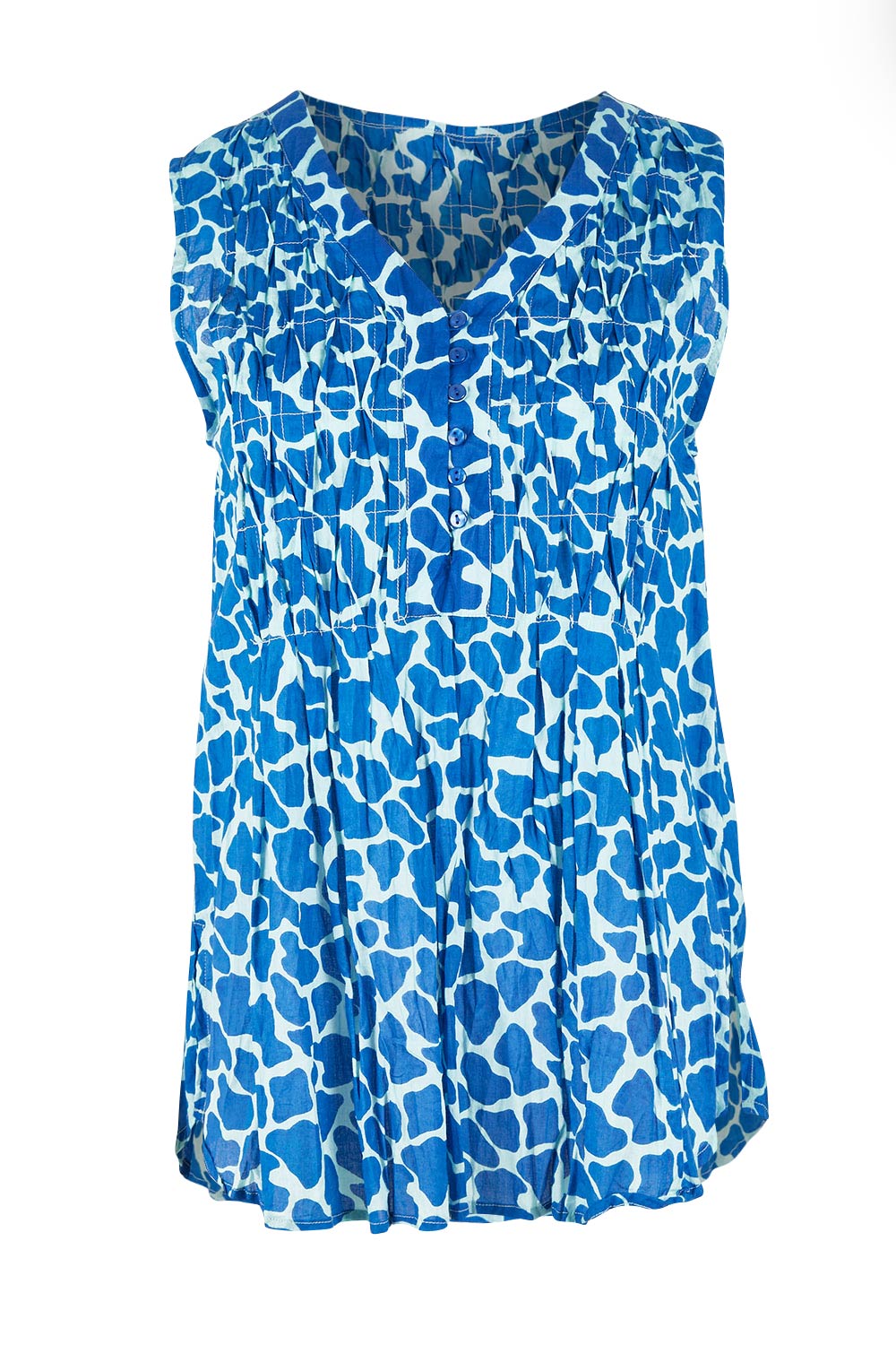 Product shot of the Marley Top in colour Ocean (Blue), from the front