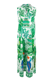 Product shot of the Marquita Cotton Maxi Dress in colour White (Green), from the front