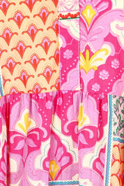Product shot of the Maya Cotton Midi Dress in colour Melon (Pink), detail