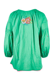 Product shot of the Mermaid Top in colour Sea (Green), from the back