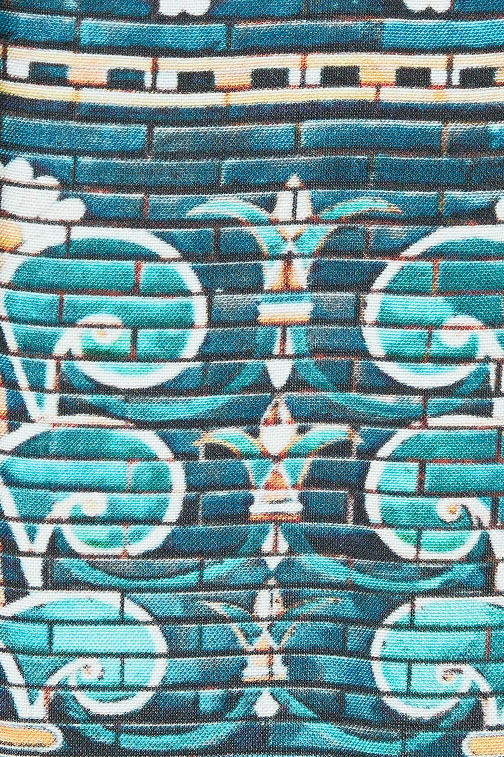 Product shot of the Mosaic Maxi Dress in colour Print (Blue), detail
