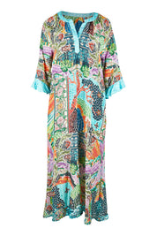 Product shot of the Mosaic Maxi Dress in colour Print (Blue), from the front