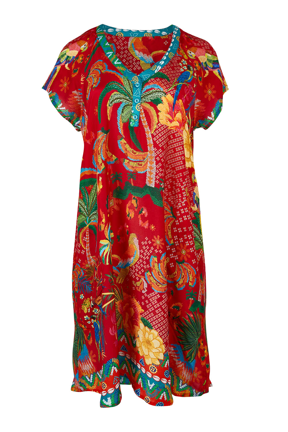 Product shot of the Peregian Dress in colour Melon (Red), from the front