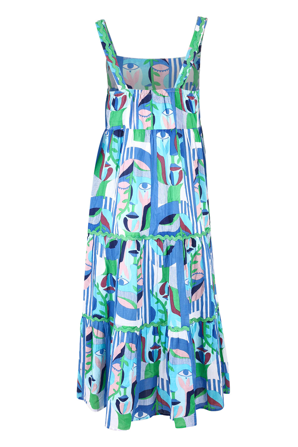 Product shot of the Rosalie Cotton Sundress in colour Sky (Blue), from the back