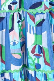 Product shot of the Rosalie Cotton Sundress in colour Sky (Blue), detail