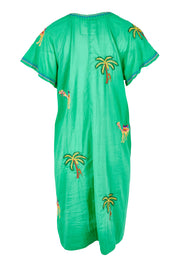 Product shot of the Sahara Cotton Dress in colour Sea (Green), from the back