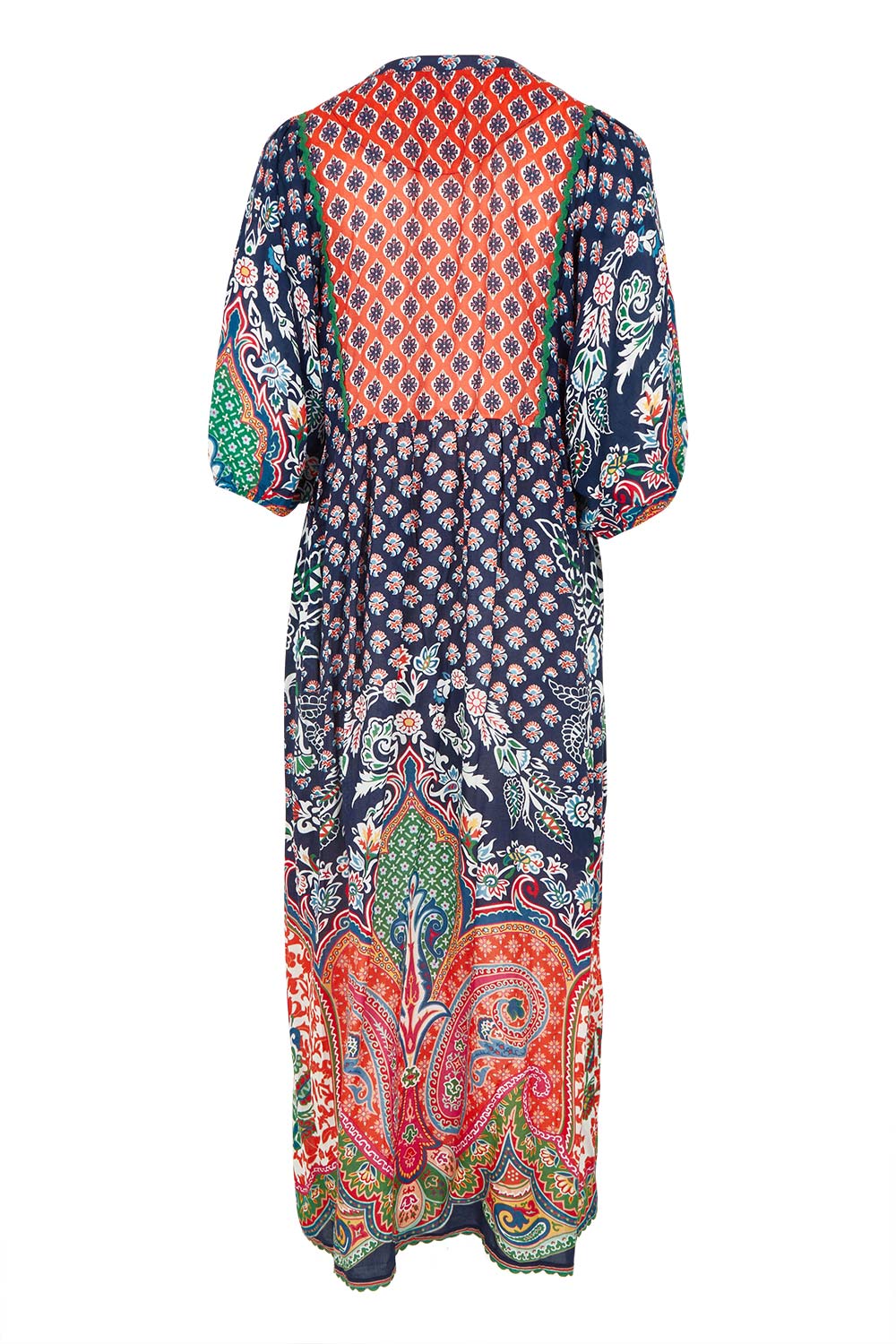 Product shot of the Sarah Midi Dress in colour Navy (Blue), from the back