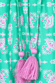Product shot of the Scarlet Cotton Maxi Dress in colour Sea (Green), detail